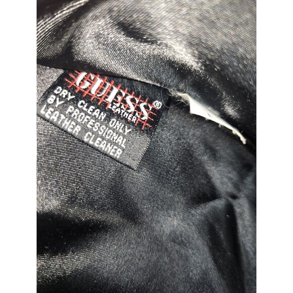 Vintage Y2K Guess Genuine Leather Jacket Reptile Embossed Zip Front Moto Large - Picture 12 of 16